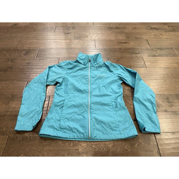 Columbia Jacket Womens Teal Switchback II Raincoat Full Zip Hidden Hood M RL2149 - Picture 2 of 11